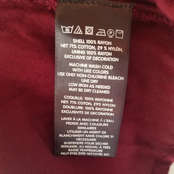 Anthropologie KIMCHE BLUE Trapeze swing out Burgundy dress size SMALL - Picture 10 of 10